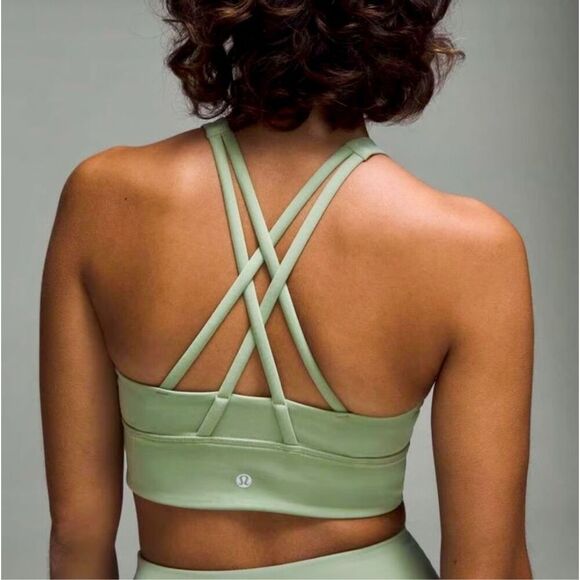 Lululemon Energy High-Neck Longline Tough Sports Bra Size 10 Laurel Green - Picture 1 of 5